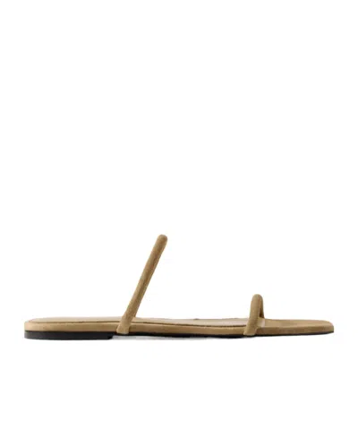 Totême Open-toed Square Toed Flat Sandals In Green