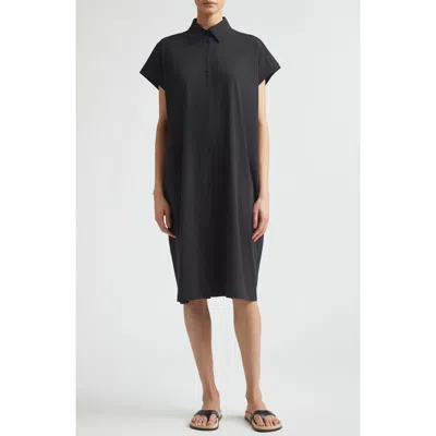 Totême Toteme Organic Cotton Jersey Shirtdress In Black