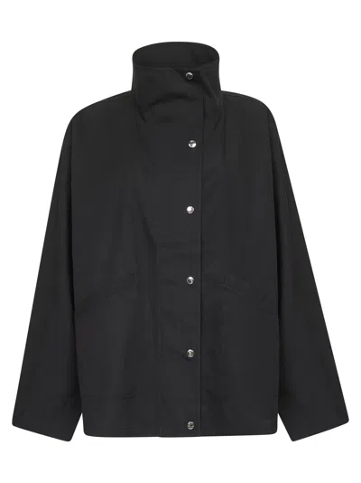 Totême Toteme Organic Cotton Parachute Canvas Windbreaker Jacket In Black