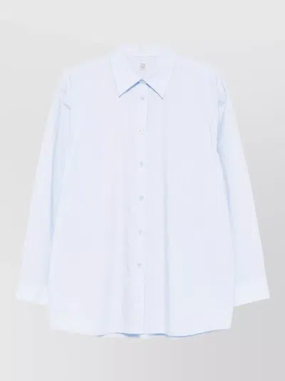 Totême Organic Cotton Shirt Pleated Back Collar In Blue