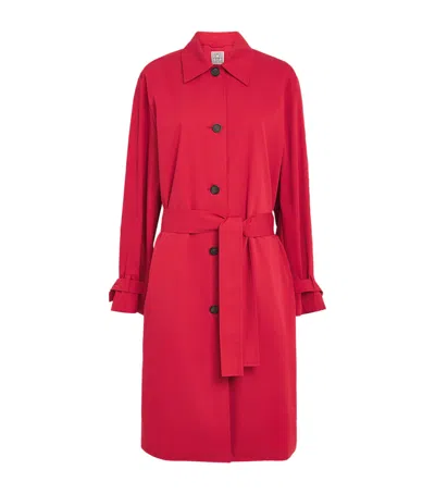 Totême Organic Cotton Spring Trench Coat In Red