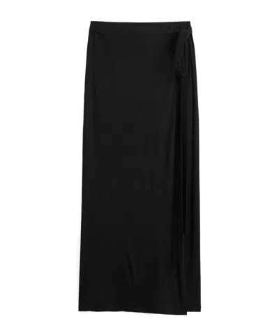Totême Organic Cotton-blend Midi Wrap Skirt In Black