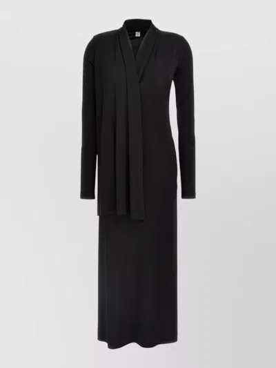 Totême Overlapped Jersey Maxi Dress In Black