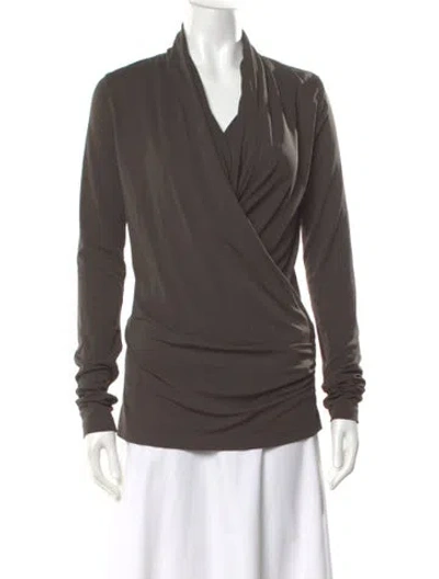 Pre-owned Totême Overlapped Jersey Top V-neck Blouse In Brown