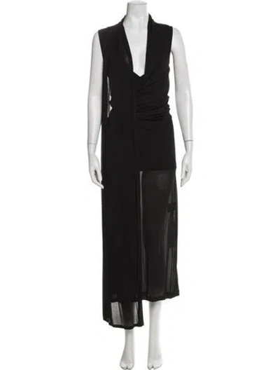 Pre-owned Totême Overlapped Scarf Long Dress In Gray