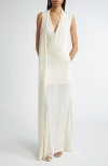 Totême Toteme Overlapped Scarf Sheer Stretch Jersey Maxi Dress