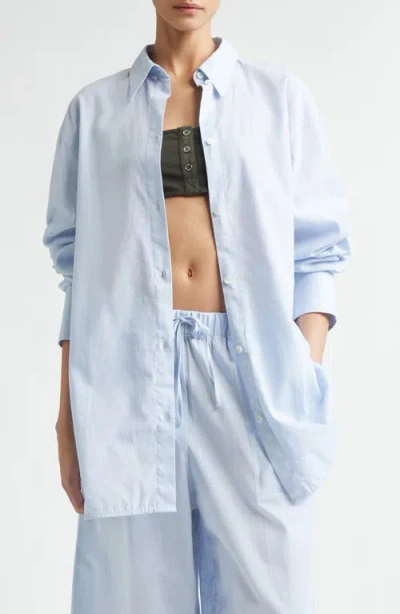 Totême Toteme Oversize Cotton & Linen Button-up Shirt In Blue
