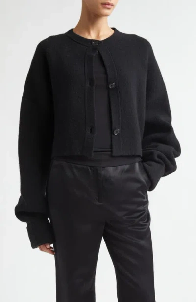 Totême Toteme Oversize Crop Wool Cardigan In Black