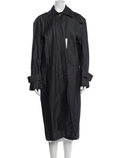 Pre-owned Totême Oversize Denim Car Coat Trench Coat In Gray