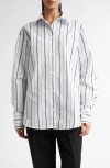 Totême Toteme Oversize Stripe Organic Cotton Poplin Button-up Shirt In Blue