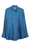 Totême Toteme Oversize Stripe Silk Button-up Shirt In Multi