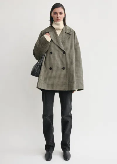 Totême Oversized Checked Jacket Beige/black In Gray