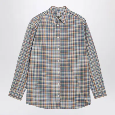 Totême Toteme Oversized Checked Shirt In Blue/orange Organic Cotton In Multi