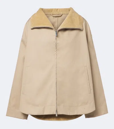 Totême Oversized Corduroy-trimmed Cotton Jacket In Neutral