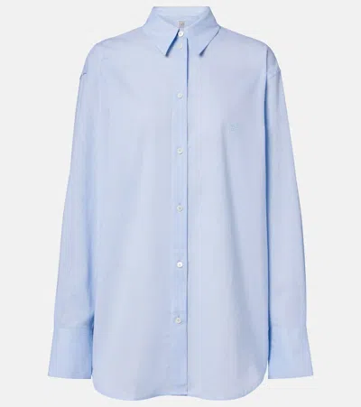 Totême Womens Sky Oversized Long-sleeve Cotton And Linen Shirt In Blue