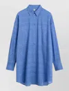 Totême Oversized Cotton Blend Shirt Geometric Pattern In Blue