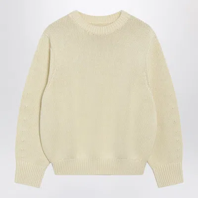 Totême Toteme Oversized Crewneck Sweater In Cream Cotton In Yellow