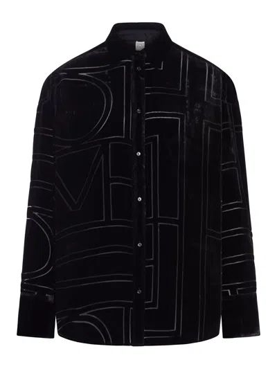 Totême Oversized Devoré Shirt In Black