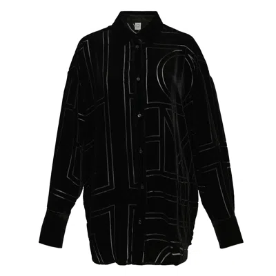 Totême Oversized Devore Shirt In Black