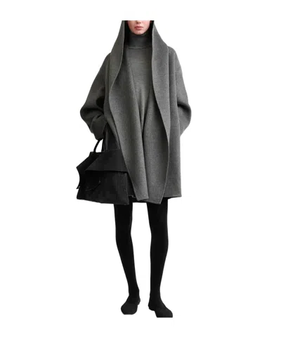 Totême Oversized Hooded Coat In Gray