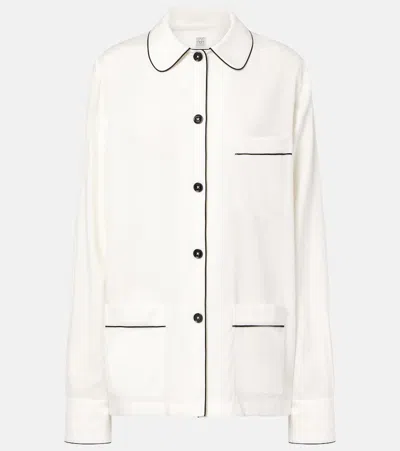 Totême Oversized Silk Shirt In White