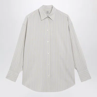 Totême Toteme Oversized Striped Button-down Shirt In Viscose And Silk In Gray