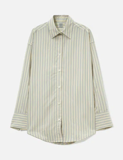 Totême Oversized Striped Shirt In Green