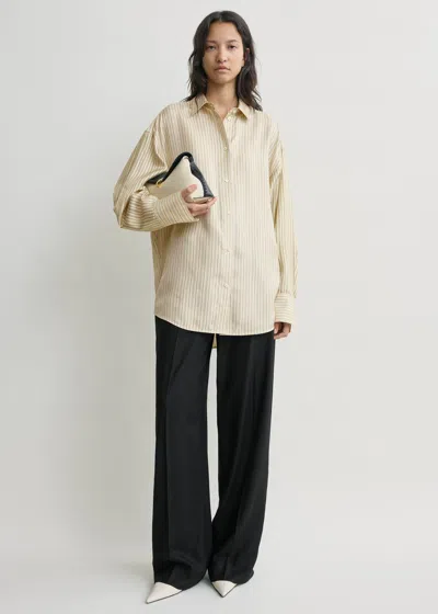Totême Oversized Striped Shirt Beige/brown In Multi