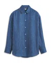 Totême Toteme Oversize Stripe Silk Button-up Shirt In Blue