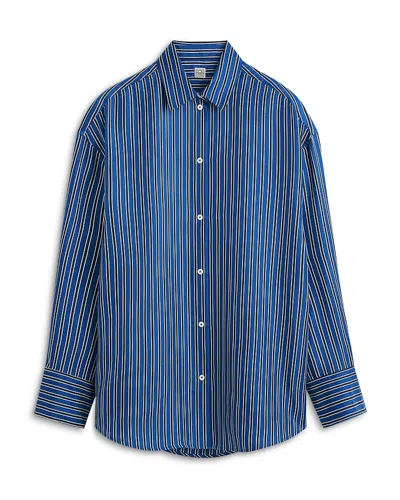 Totême Toteme Oversize Stripe Silk Button-up Shirt In Multi