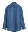 Totême Toteme Oversize Stripe Silk Button-up Shirt In Blue