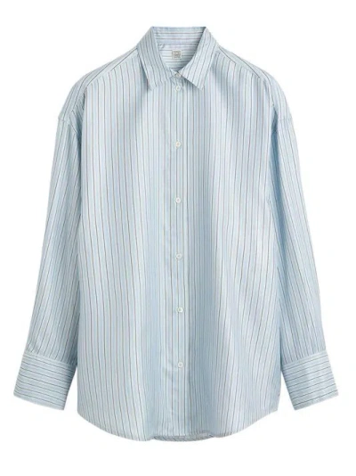 Totême Toteme Oversized Striped Shirt For Effortless Style In Blue