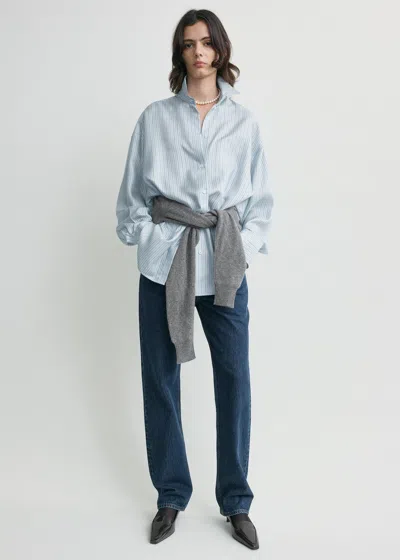 Totême Oversized Striped Shirt Ice/white In Blue