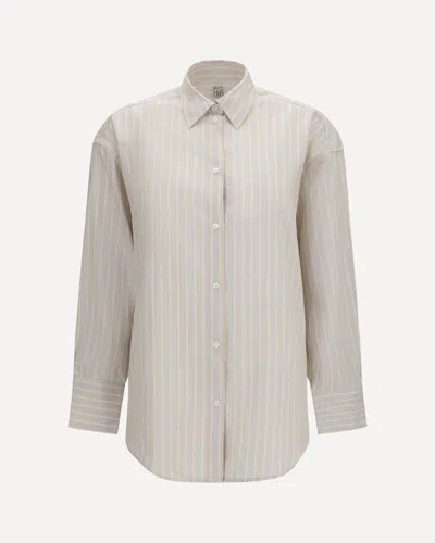 Totême Oversized Striped Shirt In Cotton In Neutral