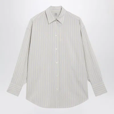 Totême Toteme Oversized Striped Shirt In Cotton In Gray