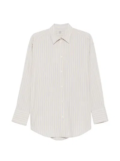 Totême Oversized Striped Shirt In White