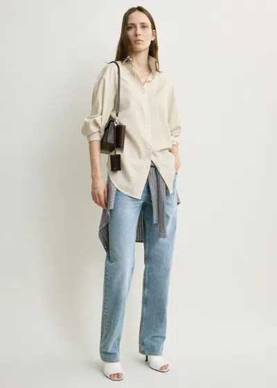 Totême Oversized Striped Shirt Yellow/sky In Blue