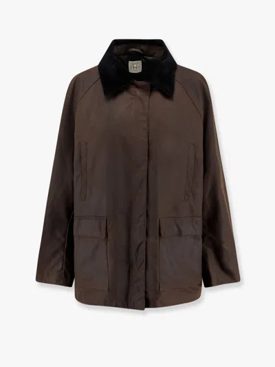 Totême Oversized Waxed Cotton Country Jacket In Brown