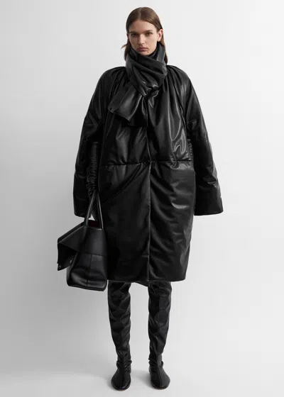 Totême Padded Leather Coat Black