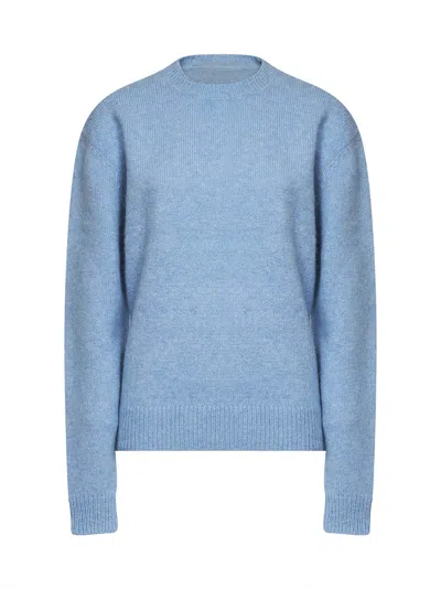 Totême Pale Blue Alpaca And Cotton Blend Knit Classic Sweater