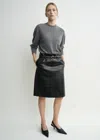 Totême Paneled Croco-embossed Skirt Dark Brown In Brown