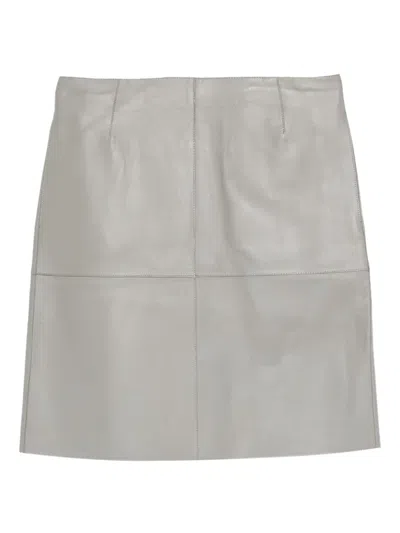 Totême Paneled Leather Skirt In Gray