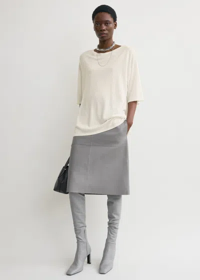 Totême Paneled Leather Skirt Grey In Gray