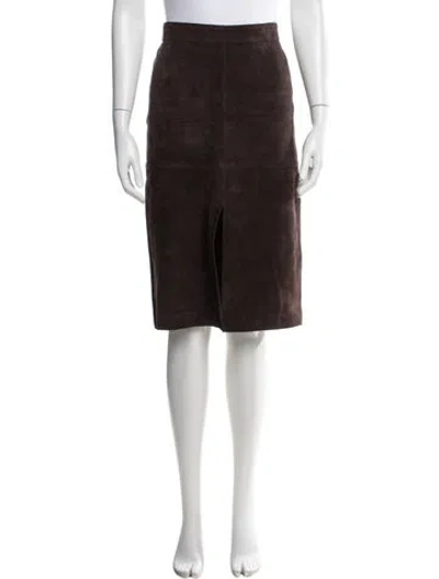 Pre-owned Totême Paneled Suede Midi Length Skirt In Brown