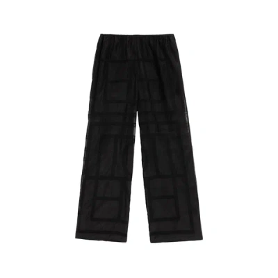 Totême Pantalon Brodé En Coton Et Soie In Black
