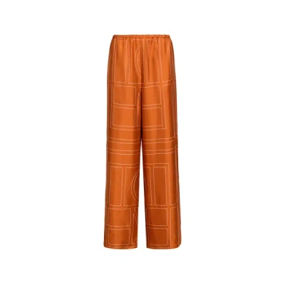 Totême Pantalon En Soie In Orange