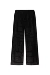 Totême Embroidered Organic Cotton And Silk-blend Voile Wide-leg Pants In Black