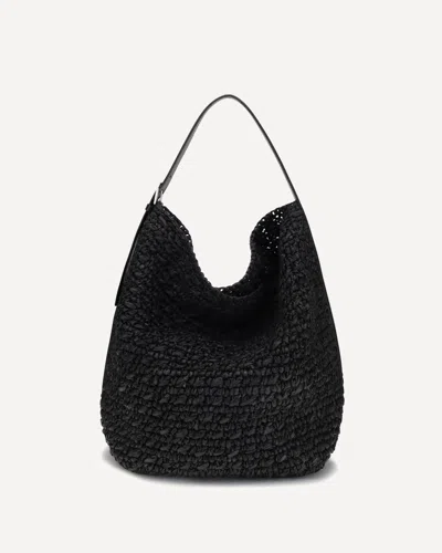 Totême Paper Raffia Tote Shoulder Bag In Black
