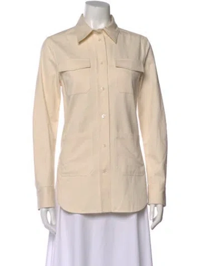 Pre-owned Totême Patch Pocket Cotton Shirt Long Sleeve Button-up Top In Neutral