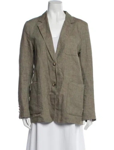 Pre-owned Totême Patch Pocket Linen Blazer In Green